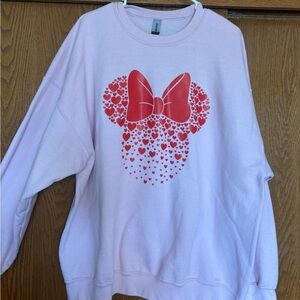 Pink Disney Sweatshirt with Heart Bow Design